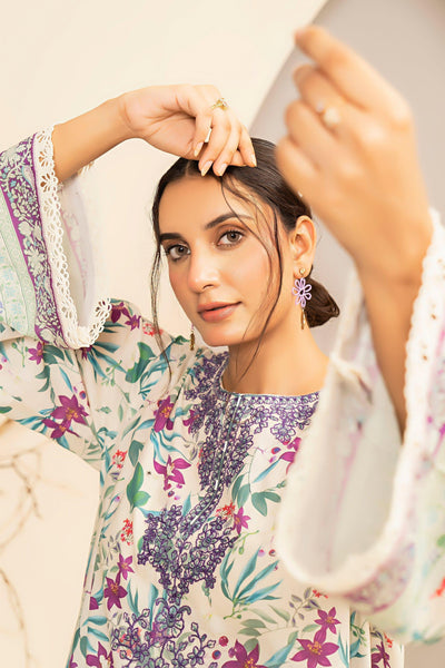 2 Piece White Embroidered Cotton Unstitched