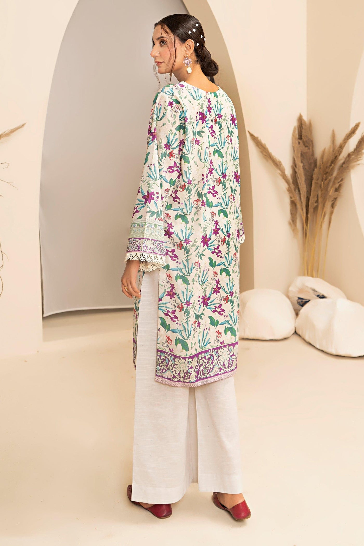 2 Piece White Embroidered Cotton Unstitched