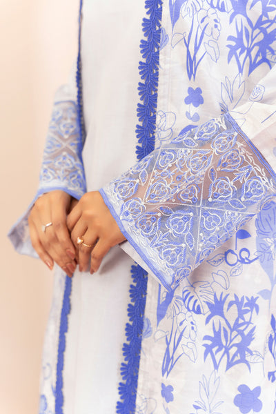 2 Piece White Unstitched Embroidered Lawn